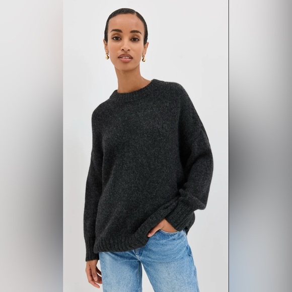 Jenni Kayne Women's Alpaca Wool Cocoon Crewneck Charcoal Pullover Sweater Sz XS - Picture 1 of 14
